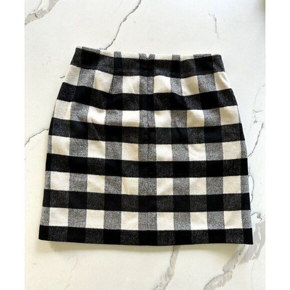 Loft NWT Checked Pocket Flannel Skirt in Black/White Size 2 - Picture 3 of 4
